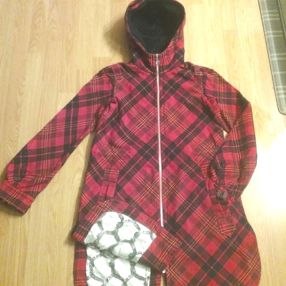 L.A.M.B GWEN STEFANI Red Plaid Hooded Jacket - Picture 4 of 14